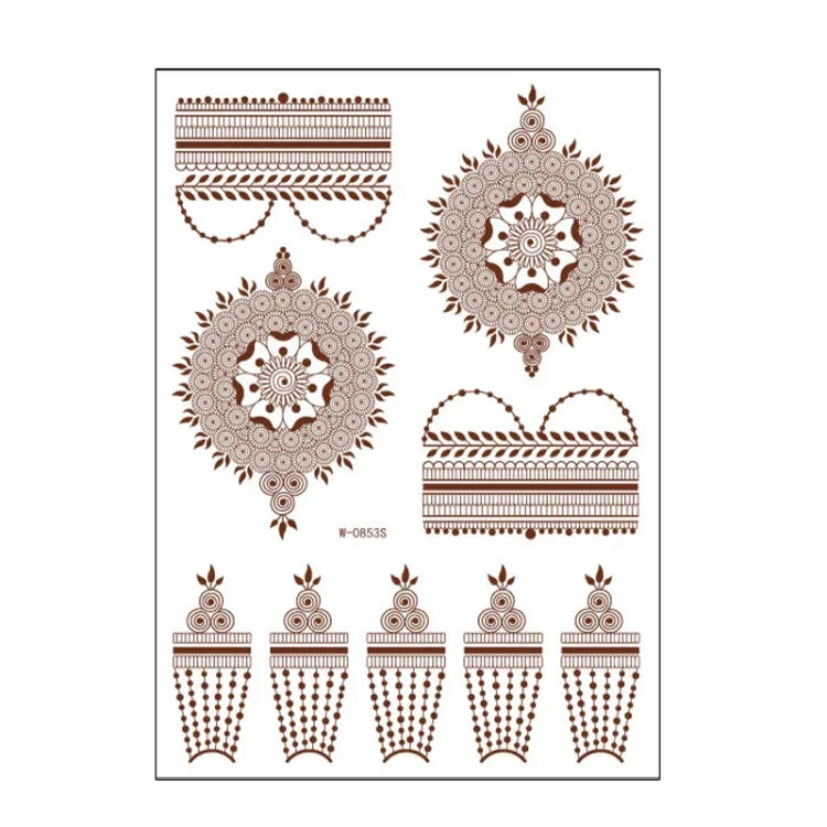 5 PCS Tatuagem de Renda Semi Permanente Castanho Vermelho à Prova de Água, 208 x 148mm