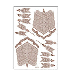 5 PCS Tatuagem de Renda Semi Permanente Castanho Vermelho à Prova de Água, 208 x 148mm