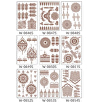 5 PCS Tatuagem de Renda Semi Permanente Castanho Vermelho à Prova de Água, 208 x 148mm