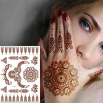5 PCS Tatuagem de Renda Semi Permanente Castanho Vermelho à Prova de Água, 208 x 148mm