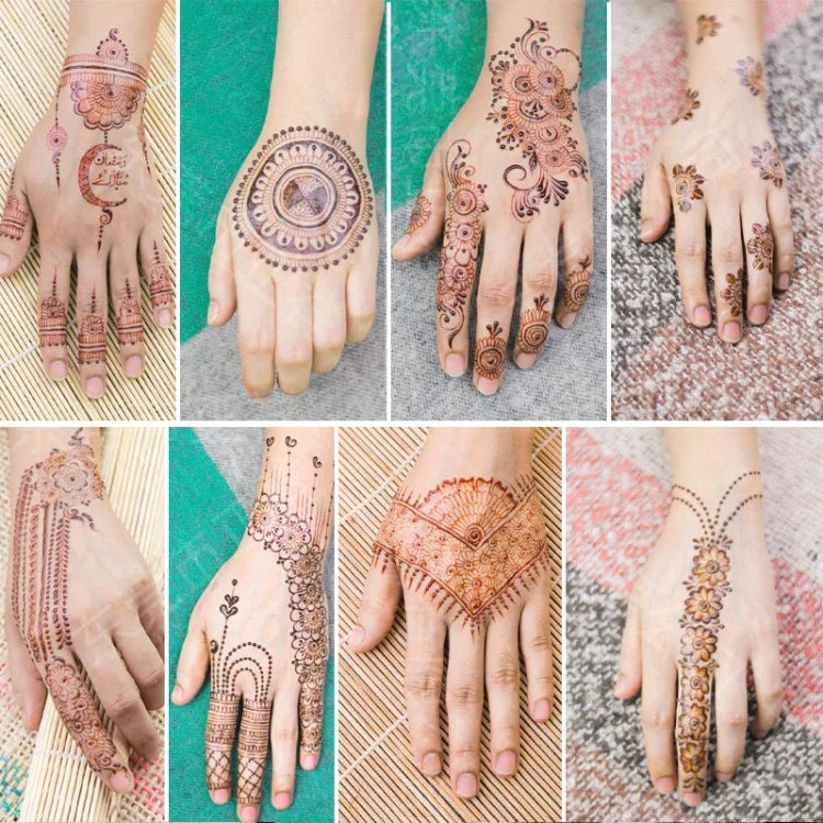5 PCS Tatuagem de Renda Semi Permanente Castanho Vermelho à Prova de Água, 208 x 148mm