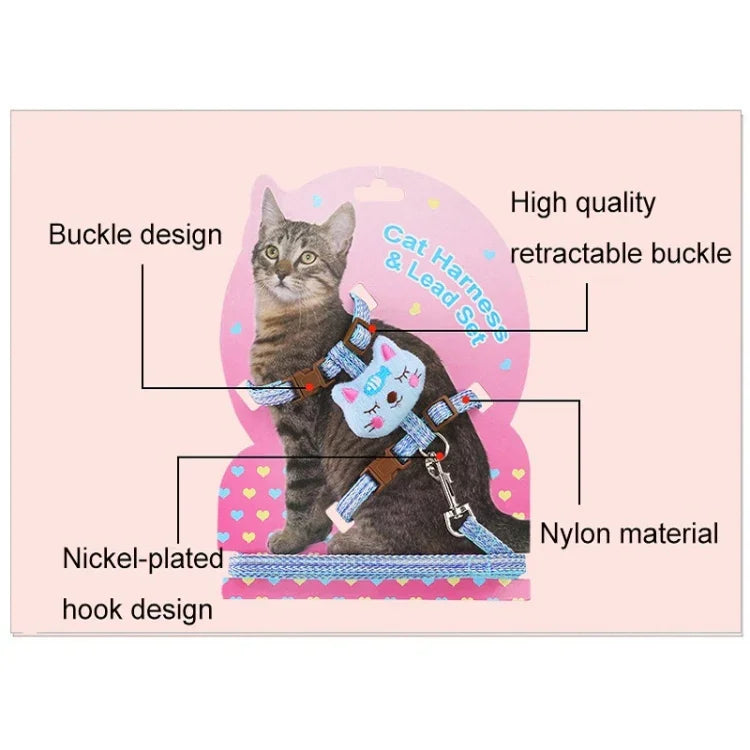 Trela Ajustável Confortável Anti-Fuga para Gato, S, L