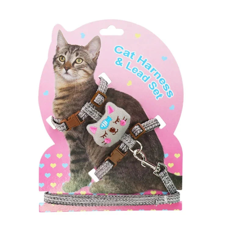 Trela Ajustável Confortável Anti-Fuga para Gato, S, L