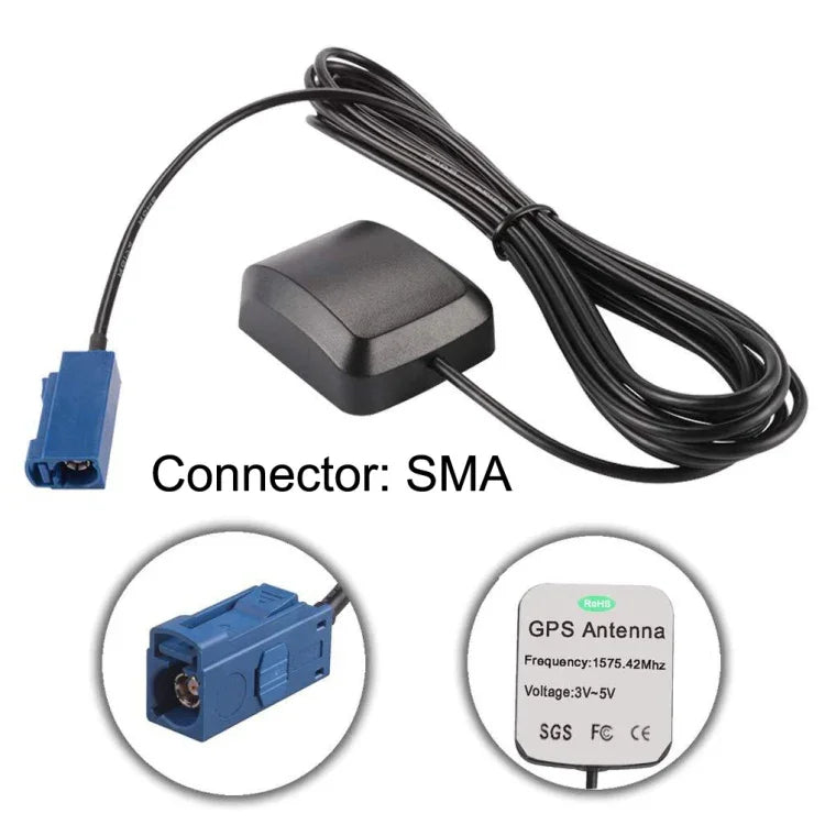 2 Peças Amplificador de Antena GPS Satélite para Navegação DVD de Carro Interface FAKRA-C, Base Plástica