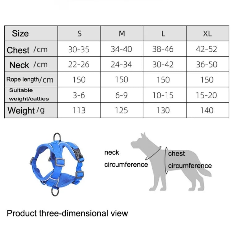 HT-864 Corda de Tração para Animais Colete Peitoral Respirável Refletor para Cão, Tamanho:, S, M, L, XL