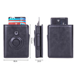 X-80 RFID Anti-theft Brushed Leather Card Holder For AirTag 2nd Gen / AirTag 1st Gen, Black, Blue, Coffee, Apricot, Carbon Fiber Black