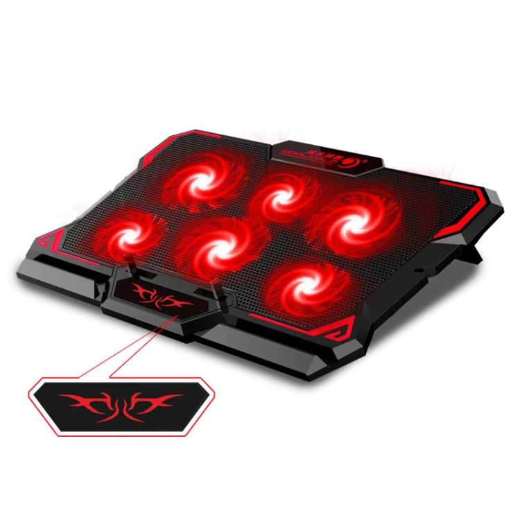CoolCold Cooler para Portátil Gaming de 17 polegadas com Seis Ventoinhas e Duas Portas USB 2600RPM Almofada de Arrefecimento para Portátil