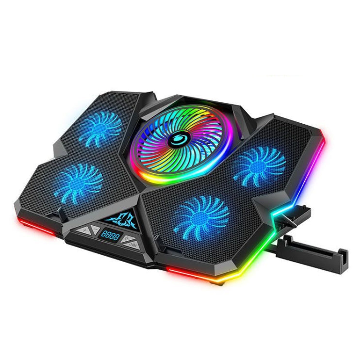 CoolCold Cooler para Portátil com Cinco Ventoinhas e 2 Portas USB Suporte de Arrefecimento para Notebook Gaming, Versão:, Touch Symphony Azul