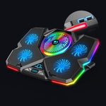CoolCold Cooler para Portátil com Cinco Ventoinhas e 2 Portas USB Suporte de Arrefecimento para Notebook Gaming, Versão:, Touch Symphony Azul