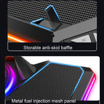 CoolCold Cooler para Portátil com Cinco Ventoinhas e 2 Portas USB Suporte de Arrefecimento para Notebook Gaming, Versão:, Touch Symphony Azul
