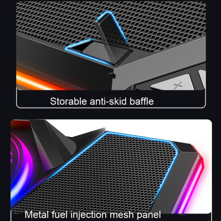 CoolCold Cooler para Portátil com Cinco Ventoinhas e 2 Portas USB Suporte de Arrefecimento para Notebook Gaming, Versão:, Touch Symphony Azul