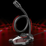 Microfone Omnidirecional JK com Placa de Som Incorporada Microfone Flexível para Gaming, 3.5mm