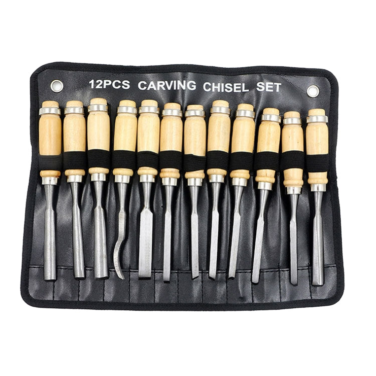 Faca de Escultura Ferramenta de Carpintaria Cinzel para Escultura em Raiz, 12 PCS / Conjunto