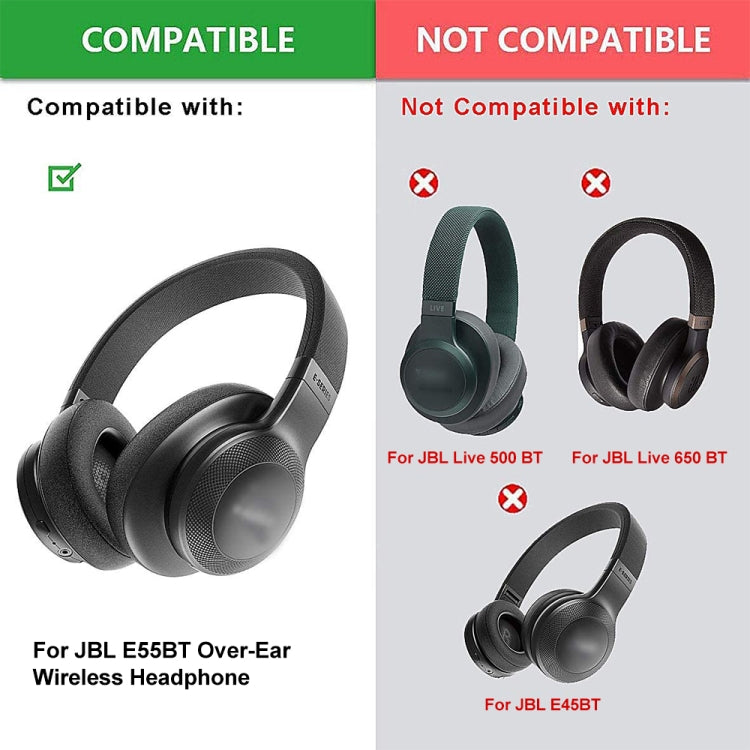 2pcs Capa de Espuma para Auriculares JBL E55BT, Cor: Sem LR, Preto, Azul, Cinzento, Vermelho, Verde, Cinzento, Sem LR, Veludo Espesso, Rede de Futebol Espessa