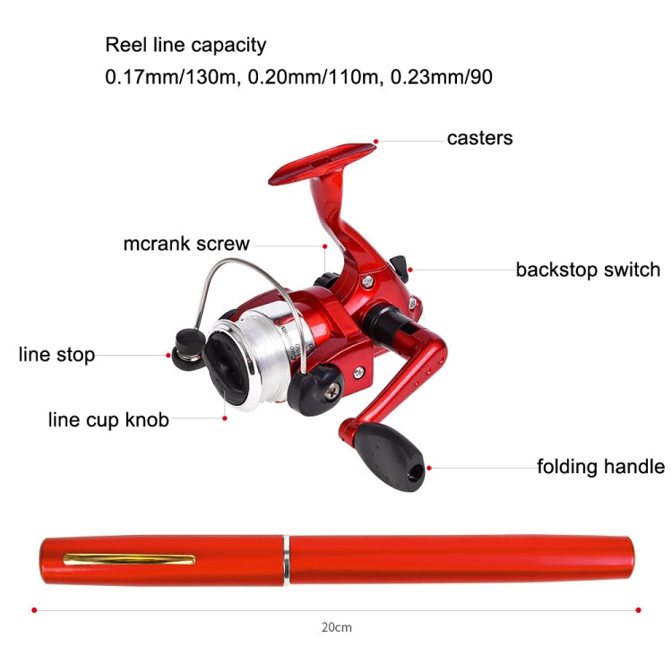 Conjunto de Pesca Portátil Tipo Caneta LEO com Carretel de Spinning, H8022G Dourado, H8022PU Roxo, H8022R Vermelho, H8022 Prateado, H8022B Preto, H8022BL Azul
