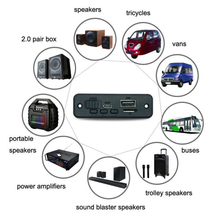 Módulo Decodificador Bluetooth JQ-D102BT com Amplificador para Gravação de Chamadas MP3, JQ-D102BT