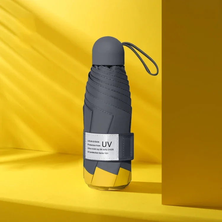 LY-0621 Guarda-chuva Simples de Cinco Dobras e Seis Varetas com Cola Preta, Seis Varetas Cúrcuma, Seis Varetas Rosa de Verão, Seis Varetas Azul Névoa, Seis Varetas Verde Matcha, Seis Varetas Azul Marinho, Seis Varetas Verde Tinta
