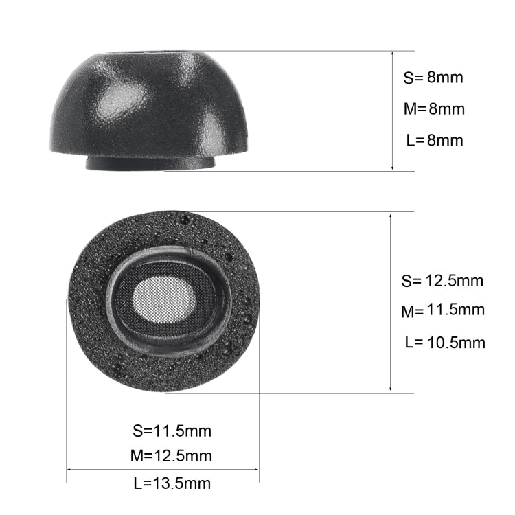 2 PCS Tampas de Espuma de Memória para Auriculares TWS Airpods Pro, Tamanho:, Grande Preto, Médio Preto, Pequeno Preto, Grande Cinzento, Médio Cinzento, Pequeno Cinzento