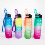 Garrafa Desportiva Space Cup Gradiente 1000ml com Tampa de Salto e Palhinha, Gradiente Laranja-Verde, Gradiente Azul e Vermelho, Gradiente Verde e Vermelho, Gradiente Amarelo Roxo, Preto, Azul, Verde