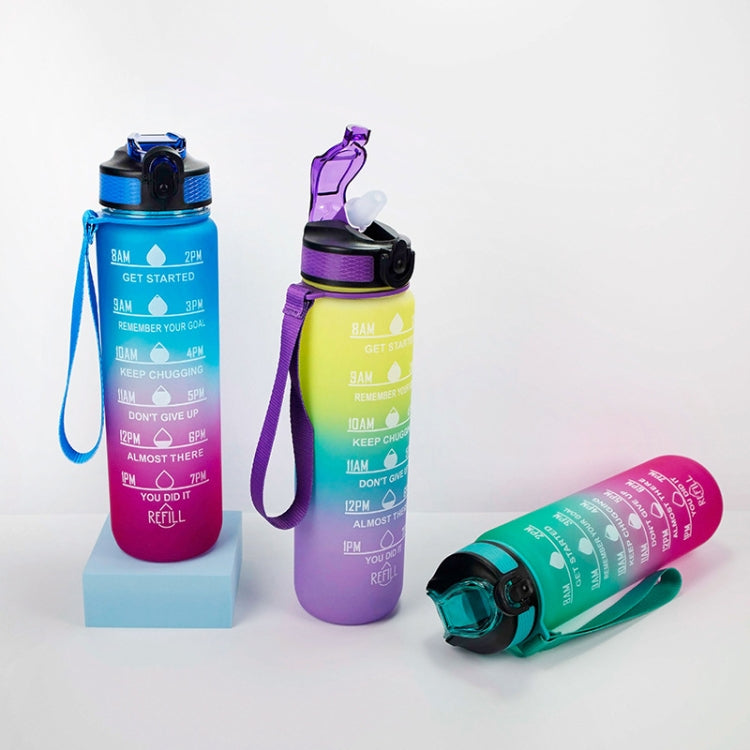 Garrafa Desportiva Space Cup Gradiente 1000ml com Tampa de Salto e Palhinha, Gradiente Laranja-Verde, Gradiente Azul e Vermelho, Gradiente Verde e Vermelho, Gradiente Amarelo Roxo, Preto, Azul, Verde