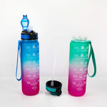 Garrafa Desportiva Space Cup Gradiente 1000ml com Tampa de Salto e Palhinha, Gradiente Laranja-Verde, Gradiente Azul e Vermelho, Gradiente Verde e Vermelho, Gradiente Amarelo Roxo, Preto, Azul, Verde
