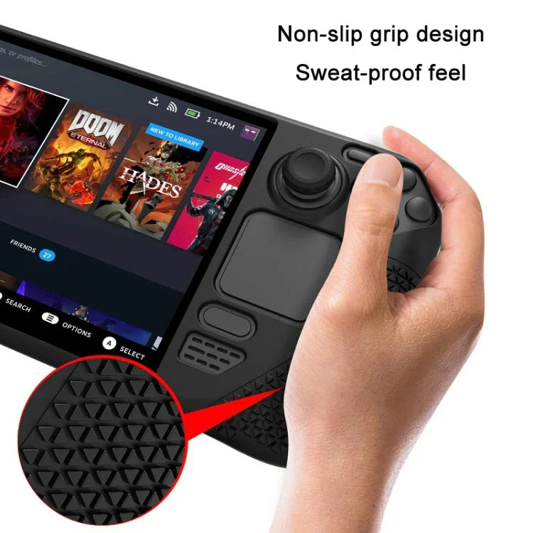 Capa de Silicone Completa com Tampa para Botão para Steam Deck, (Preto), (Azul), (Vermelho), (Rosa)