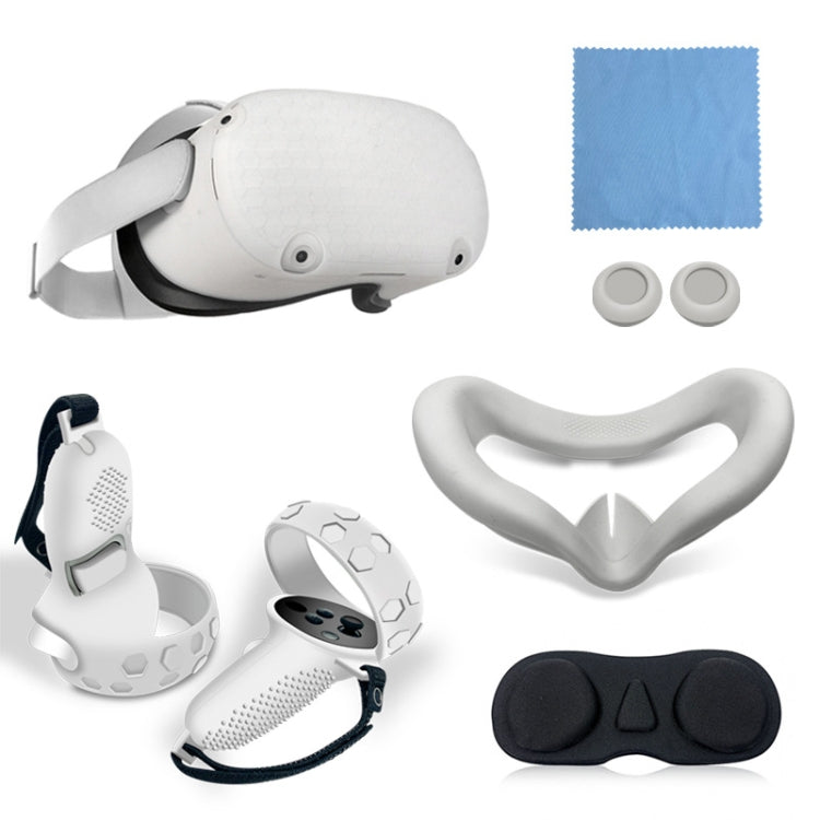 Conjunto de 6 Peças de Capa de Silicone Total para Comando da Consola Meta Quest 2, Branco, Azul, Preto, Vermelho