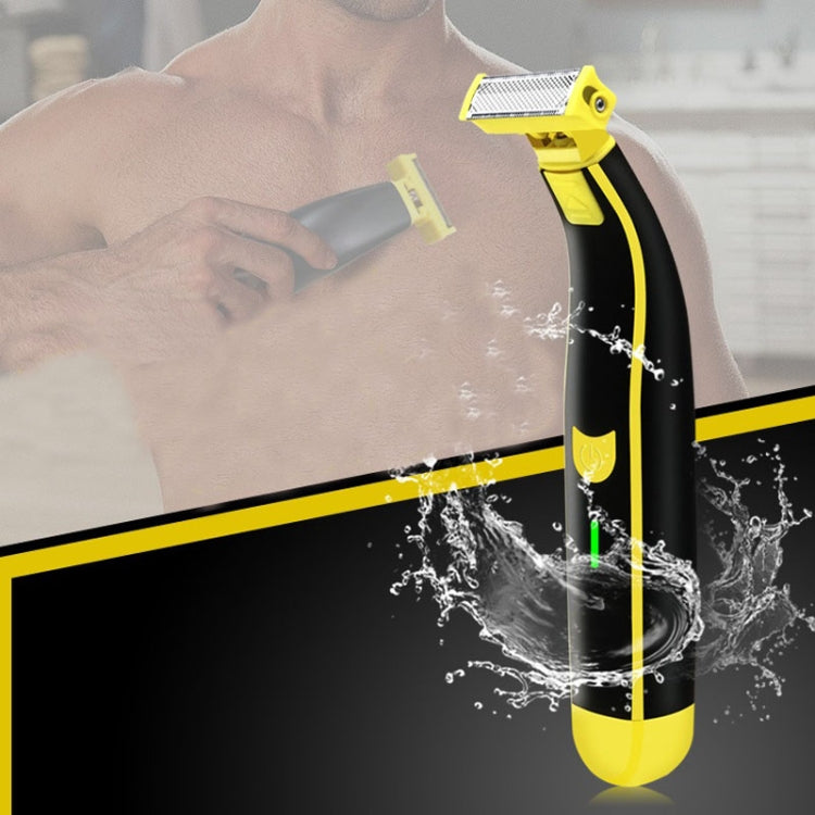 Barbeador Elétrico Portátil USB Recarregável para Homens, Amarelo Preto