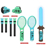 Conjunto Desportivo 7 em 1 DOBE TNS-2123 com Sabre de Luz, Correia para Perna, Raquete de Ténis e Correia para Pulso para Nintendo Switch, DOBE 7 em 1