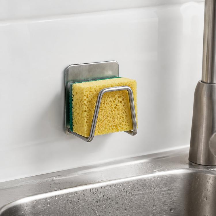Suporte para Esponja de Aço Inoxidável 304 para Pia, Cor: Cor Escovada, Cor Escovada, Preto Assado, Cor Verdadeira Grande, Preto Assado Grande, Branco Assado Grande, Cor Verdadeira 201