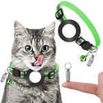Coleira com pendente de endereço anti-perda para animal de estimação com campainha para AirTag 2ª Geração / AirTag 1ª Geração, Verde, Roxo, Preto, Rosa, Laranja, Azul