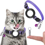 Coleira com pendente de endereço anti-perda para animal de estimação com campainha para AirTag 2ª Geração / AirTag 1ª Geração, Verde, Roxo, Preto, Rosa, Laranja, Azul