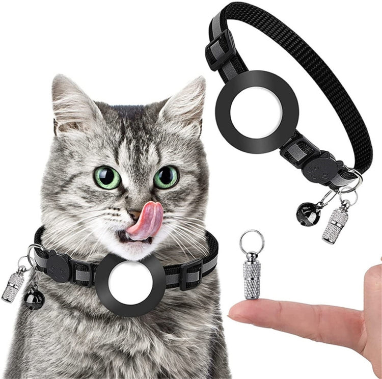Coleira com pendente de endereço anti-perda para animal de estimação com campainha para AirTag 2ª Geração / AirTag 1ª Geração, Verde, Roxo, Preto, Rosa, Laranja, Azul
