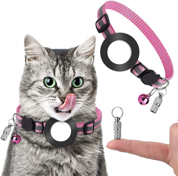 Coleira com pendente de endereço anti-perda para animal de estimação com campainha para AirTag 2ª Geração / AirTag 1ª Geração, Verde, Roxo, Preto, Rosa, Laranja, Azul