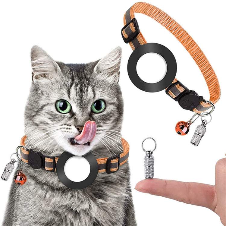 Coleira com pendente de endereço anti-perda para animal de estimação com campainha para AirTag 2ª Geração / AirTag 1ª Geração, Verde, Roxo, Preto, Rosa, Laranja, Azul