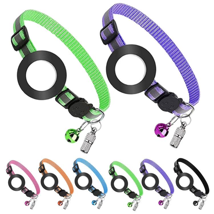 Coleira com pendente de endereço anti-perda para animal de estimação com campainha para AirTag 2ª Geração / AirTag 1ª Geração, Verde, Roxo, Preto, Rosa, Laranja, Azul