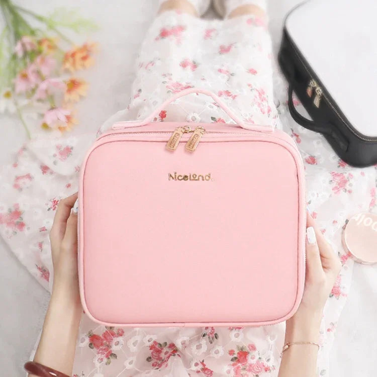 Bolsa de Maquilhagem NICELAND TM1060 de Grande Capacidade com Lâmpada Portátil, Pequeno Rosa, Pequeno Preto, Grande Rosa, Grande Preto
