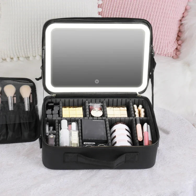Bolsa de Maquilhagem NICELAND TM1060 de Grande Capacidade com Lâmpada Portátil, Pequeno Rosa, Pequeno Preto, Grande Rosa, Grande Preto
