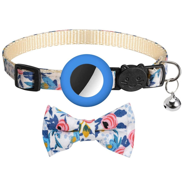Coleira para animal de estimação com laço impresso anti-perda e campainha para AirTag 2ª Geração / AirTag 1ª Geração, Amarelo, Azul, Rosa, Azul Escuro, Laranja, Verde Menta