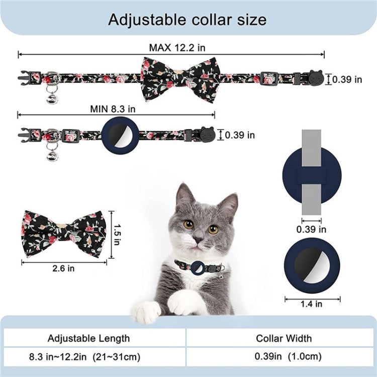 Coleira para animal de estimação com laço impresso anti-perda e campainha para AirTag 2ª Geração / AirTag 1ª Geração, Amarelo, Azul, Rosa, Azul Escuro, Laranja, Verde Menta