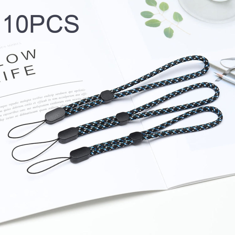 10 PCS Cordão Ajustável para Telemóvel Tipo Curto para Pulso Anti-perda, Jacquard Verde, Jacquard Azul, Jacquard Vermelho, Preto