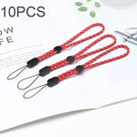 10 PCS Cordão Ajustável para Telemóvel Tipo Curto para Pulso Anti-perda, Jacquard Verde, Jacquard Azul, Jacquard Vermelho, Preto