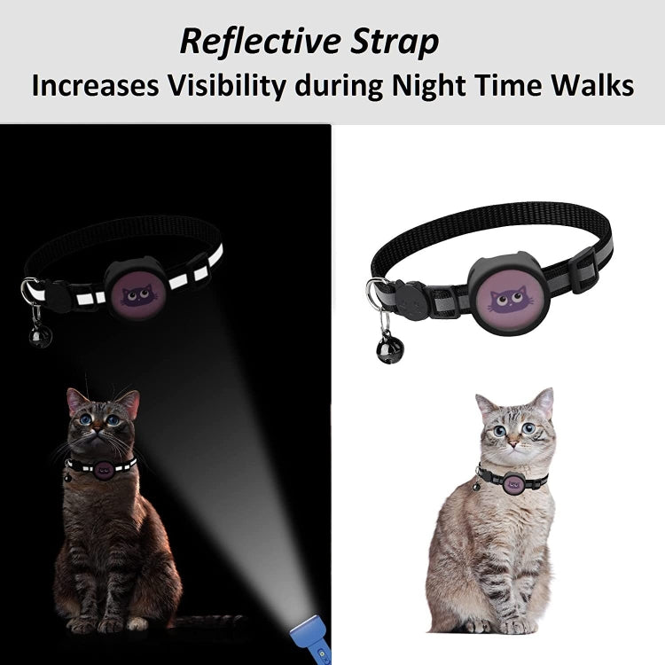 Coleira refletora para animal de estimação com campainha para AirTag 2ª Geração / AirTag 1ª Geração, Vermelho, Roxo, Preto, Rosa