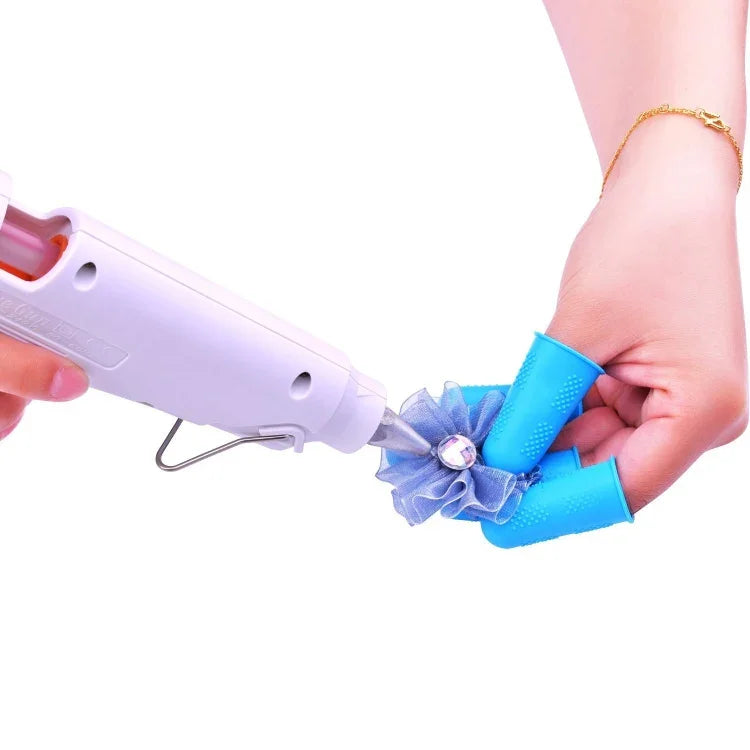 4 Conjuntos de Dedais de Silicone Resistente a Altas Temperaturas, Antiescaldão e Antiderrapantes com Partículas, Cor Aleatória, Azul
