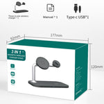 Carregador Sem Fios Magnético 3 em 1 para iPhone12/13/14/15/16, iWatch e AirPods, 3 em 1 Branco, 3 em 1 Preto