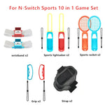 Conjunto IPLAY HBS-447 10 em 1 de Empunhadura + Correia de Pulso + Correia + Sabre de Luz + Raquete para Nintendo Switch, IPLAY 10 em 1