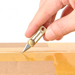 Mini Faca de Latão para Transporte EDC Chaveiro Pendente Faca de Desembalar Push-pull, Latão