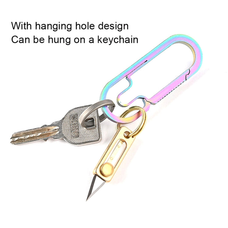 Mini Faca de Latão para Transporte EDC Chaveiro Pendente Faca de Desembalar Push-pull, Latão