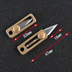 Mini Faca de Latão para Transporte EDC Chaveiro Pendente Faca de Desembalar Push-pull, Latão