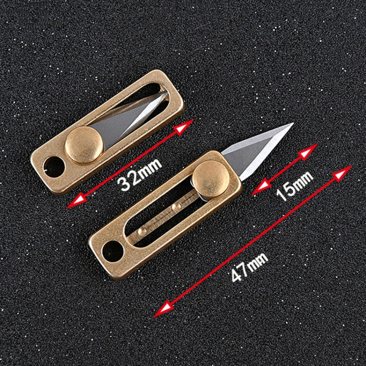 Mini Faca de Latão para Transporte EDC Chaveiro Pendente Faca de Desembalar Push-pull, Latão